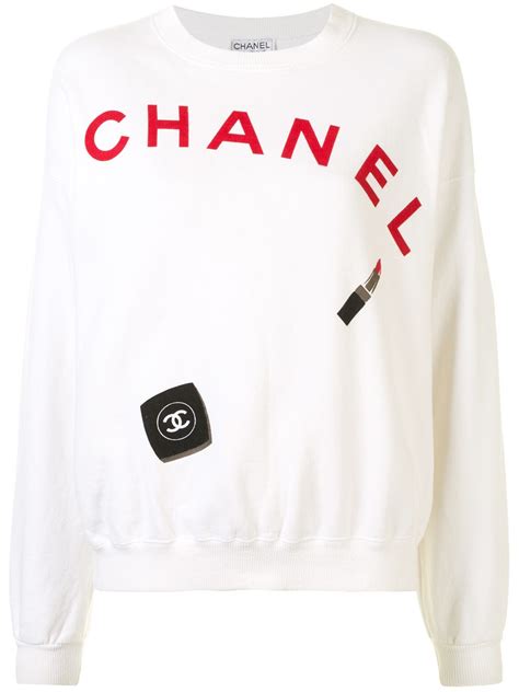 chanel paris white sweatshirt|chanel flannel cardigan.